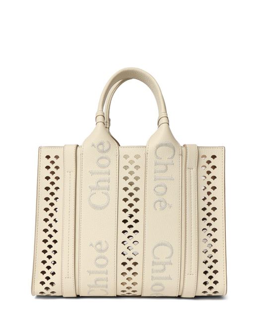 Chloé Natural Woody Perforated Grained Leather Bag