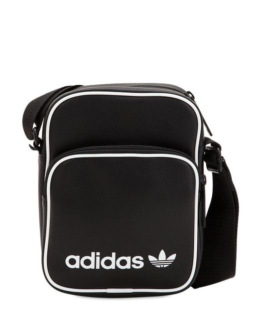 Adidas Originals Black Mini Faux Leather Bag for men