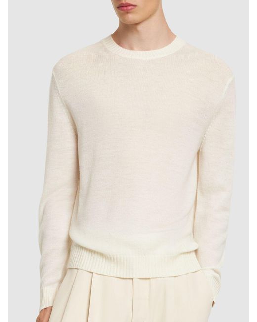 Jil Sander Natural Extra Fine Knit Wool Sweater for men