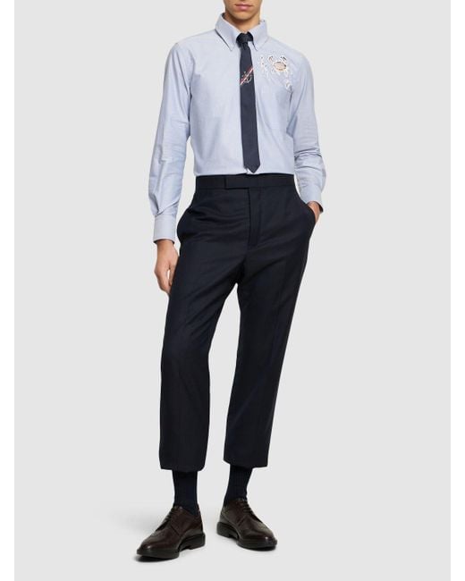 Thom Browne Blue Straight Fit Button Down Shirt for men
