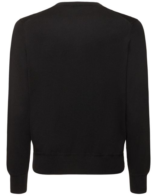 Tom Ford Black Superfine Cotton Crewneck Sweater for men