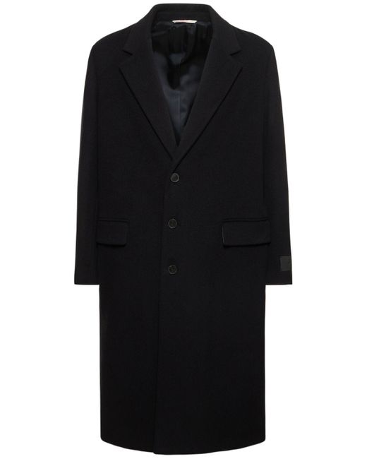 Valentino Black Single Breast Wool Blend Coat for men
