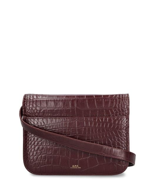 A.P.C. Purple Small Astra Croc Embossed Leather Bag