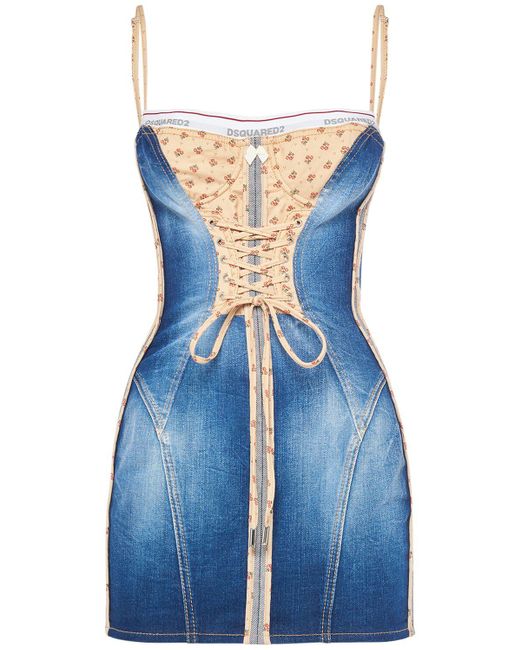 DSquared² Blue Denim Mini Corset Dress