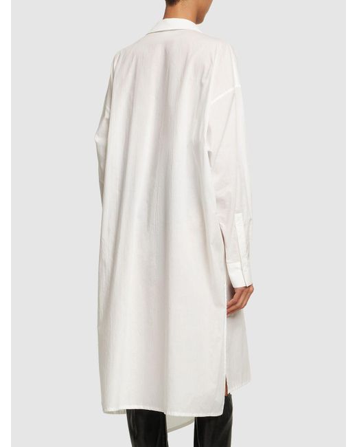 Yohji Yamamoto White Asymmetric Gathered Cotton Midi Dress
