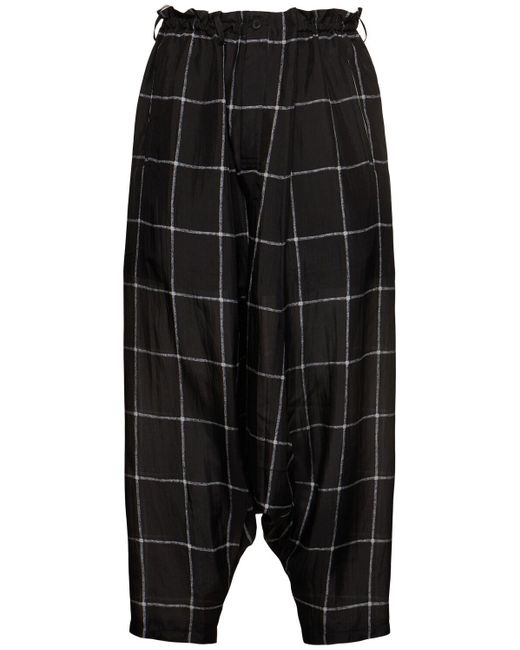 Yohji Yamamoto Herren Seidenhose Mit Karos in Black für Herren