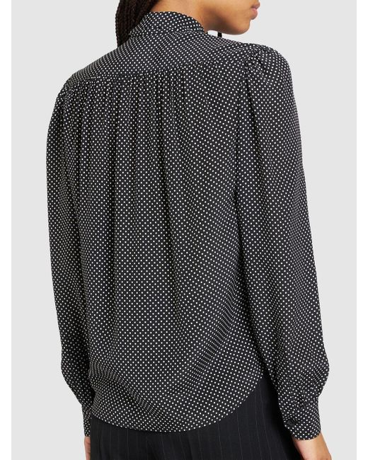 Chemise en soie avec cravate Saint Laurent en coloris Black