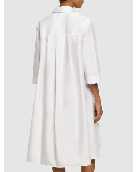 Max Mara White Quincy Cotton Poplin Midi Shirt Dress