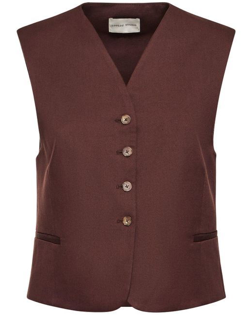 Loulou Studio Red Iba Cotton & Linen Vest