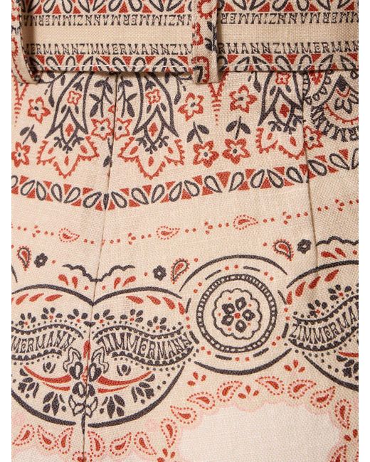 Pantaloni larghi in lino con stampa di Zimmermann in Natural
