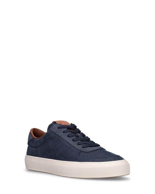 Moncler Blue Monclub Leather Sneakers for men