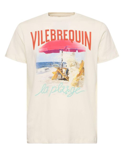 Vilebrequin T-shirt Aus Baumwolljersey Mit Logodruck in Pink für Herren