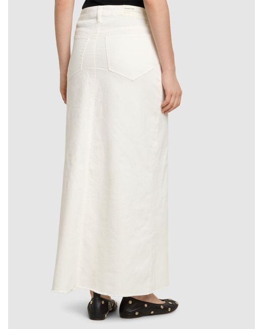 Designers Remix White Bennet Cotton Blend Long Skirt