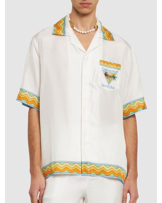 Casablancabrand Seidenhemd Mit Tennis Club-motiv in White für Herren