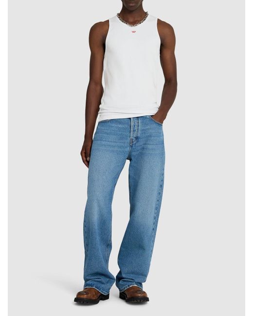 メンズ DIESEL Oval-d コットンブレンドタンクトップ White