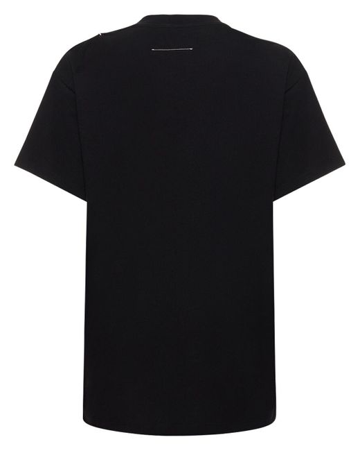 Camiseta de algodón desgastado MM6 by Maison Martin Margiela de color Black