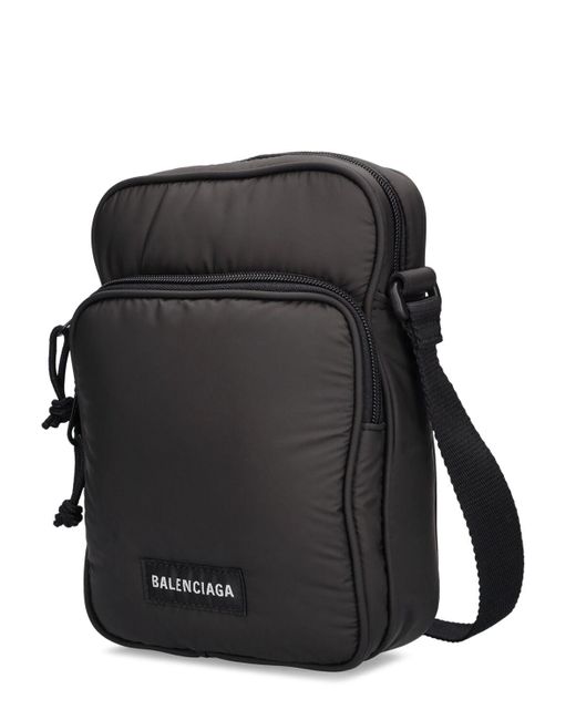 Balenciaga Black Explorer Logo-appliquéd Padded Nylon Messenger Bag for men