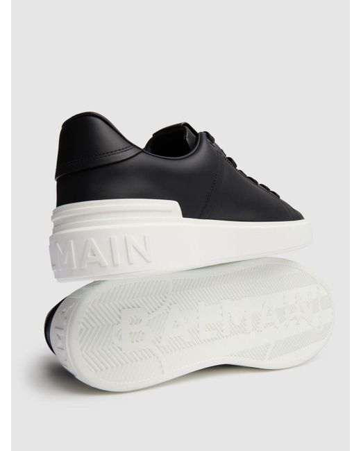 Balmain Black B Court Leather Low Top Sneakers for men