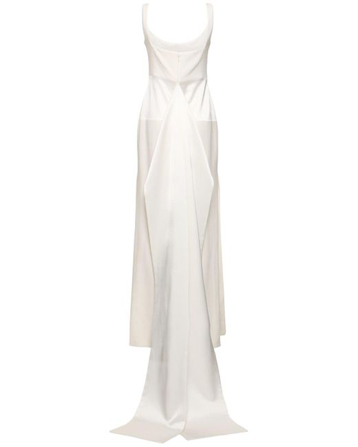 Galvan White Fiorentina Compact Crepe Long Dress