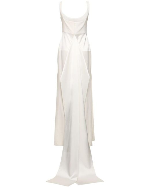 Robe longue en crêpe fiorentina Galvan en coloris White