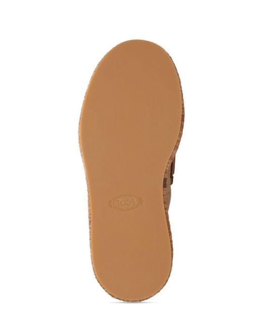 Tod's Brown 45mm Leather & Canvas Flats