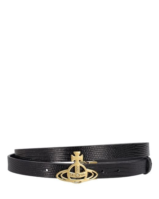 Vivienne Westwood White Small Orb Buckle Leather Belt