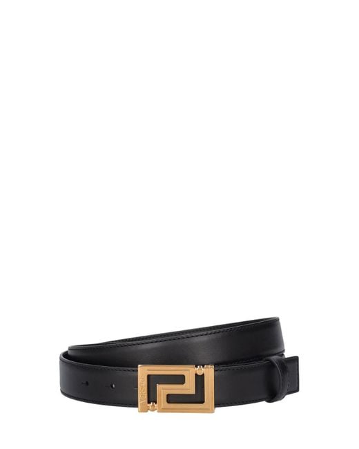 Versace White 30mm Greca Leather Belt for men