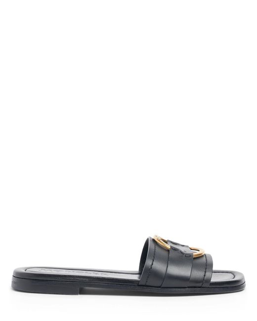 Moncler Black 15mm Bell Leather Slide Sandals