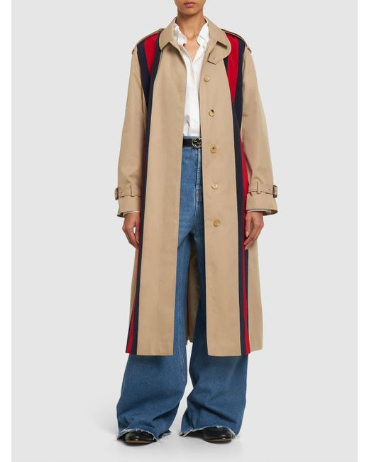 Manteau en gabardine de coton mélangé Gucci en coloris Brown