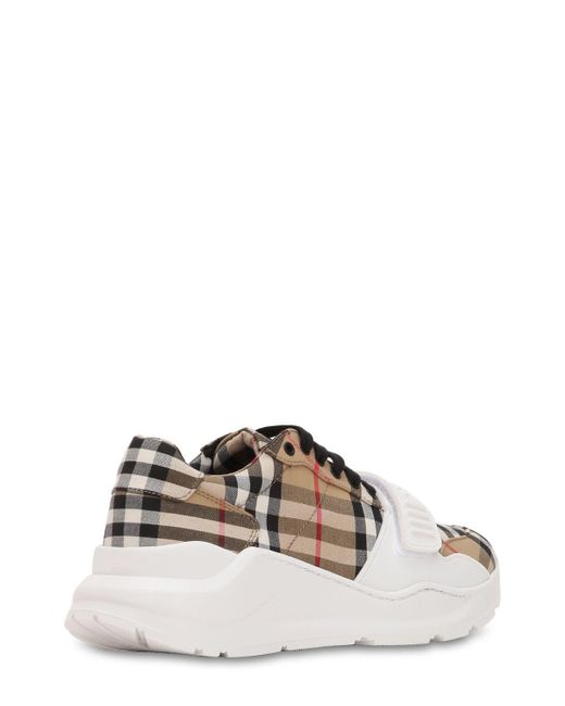 house check canvas trainers