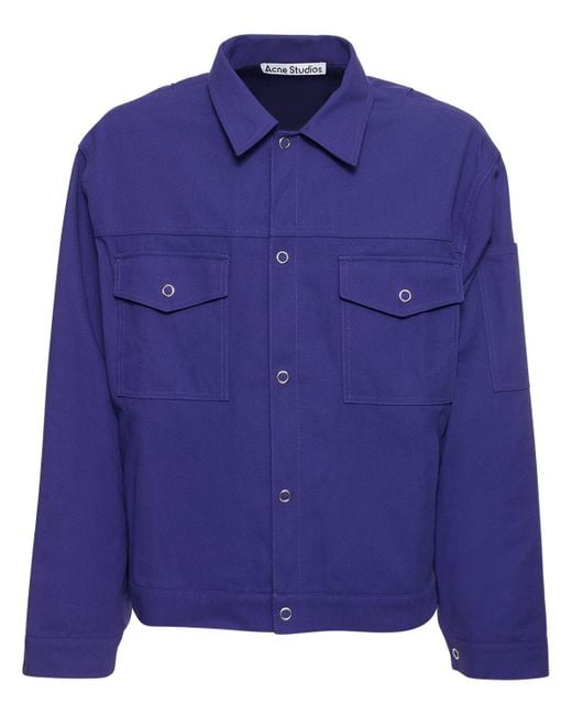 Acne Blue Ourle Cotton Blend Twill Overshirt for men