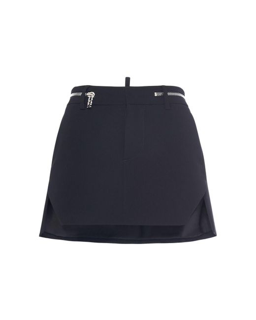 DSquared² Blue Crepe Cady Mini Skirt
