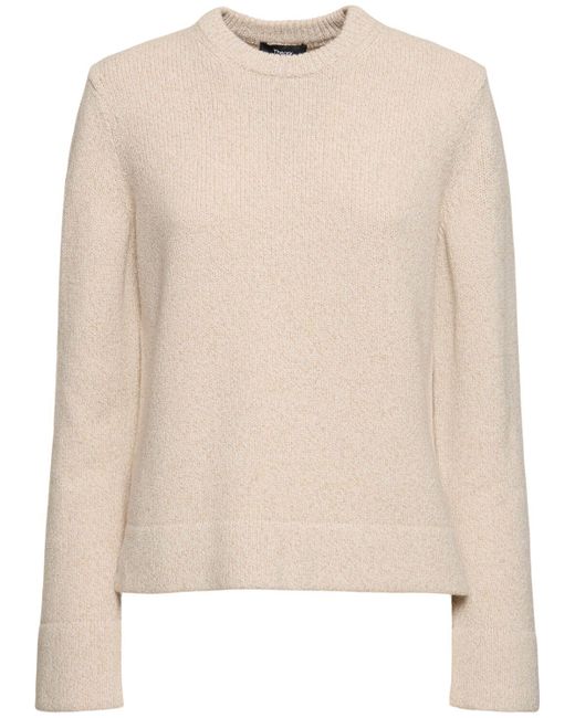 Theory Natural Side Slit Wool Blend Sweater