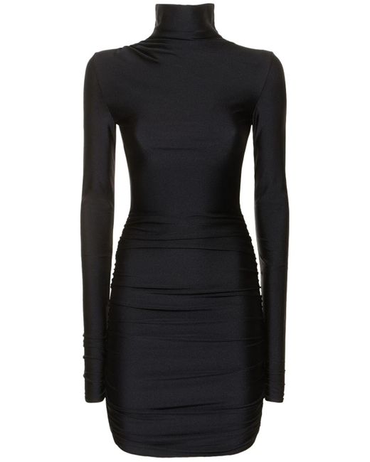 Vestido corto de lycra brillante ANDAMANE de color Black