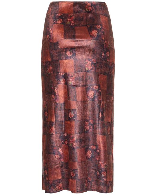 WeWoreWhat Red Printed Stretch Jersey Maxi Skirt