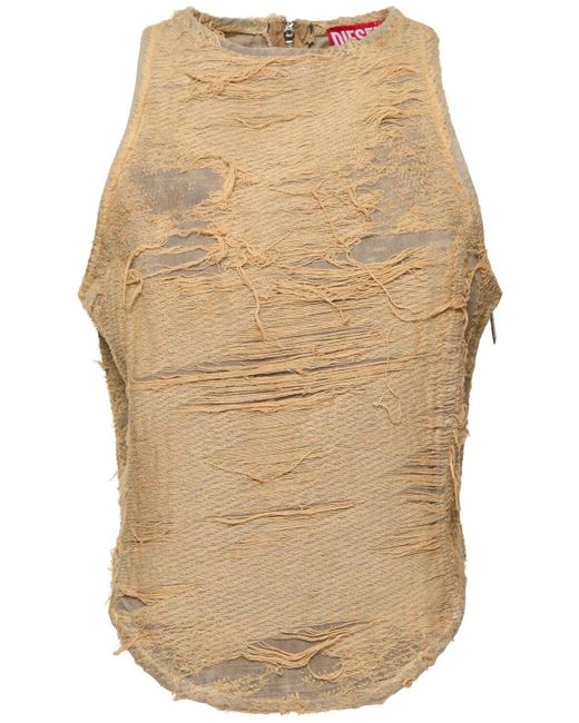 Tシャツ・カットソー DIESEL De astro fsg cotton top destroyed effect Beige DIESEL De-Astro Cotton Top in Natural | Lyst