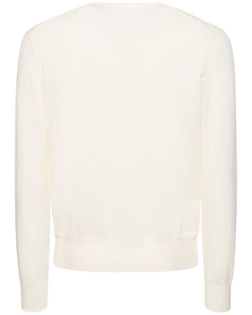 Suéter de algodón con cuello en v Tom Ford de hombre de color White