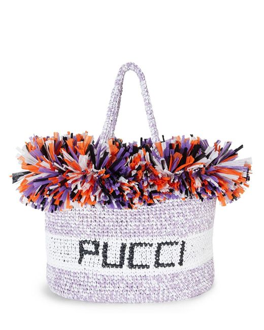 Emilio Pucci White Large Raffia Effect Tote Bag