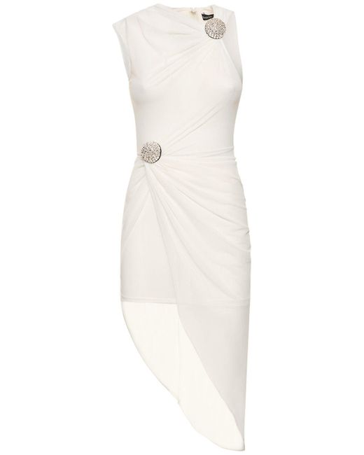 Vestido corto de malla con cristales David Koma de color White