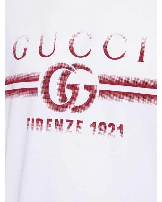 T-shirt en jersey de coton imprimé Gucci pour homme en coloris White