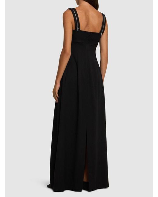 Carven ウールブレンドクレープロングドレス Black