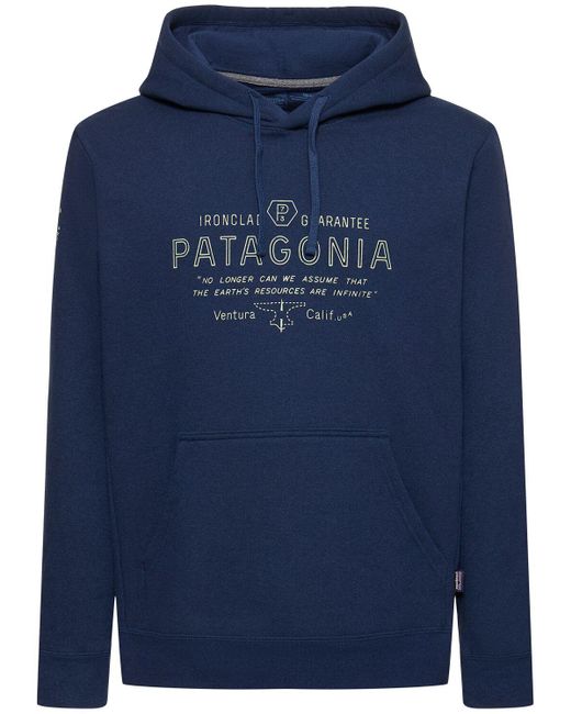Patagonia Blue Recycled Cotton Blend Hoodie for men