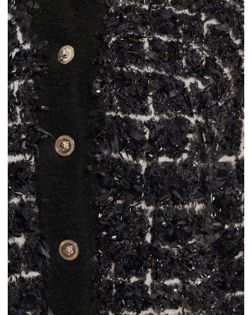 Versace Black Knit Jacquard Cropped Jacket