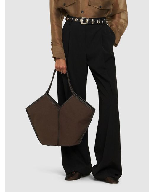 Hereu Brown Calella Canvas & Leather Shoulder Bag
