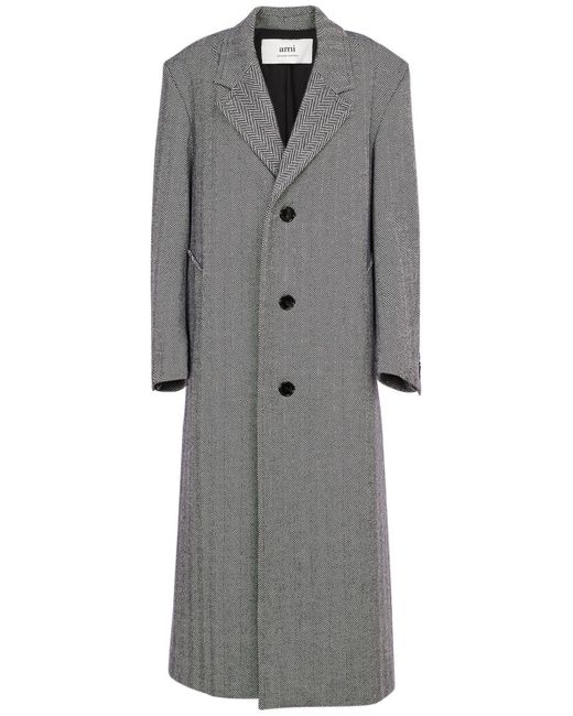 AMI Gray Herrington Wool Long Coat