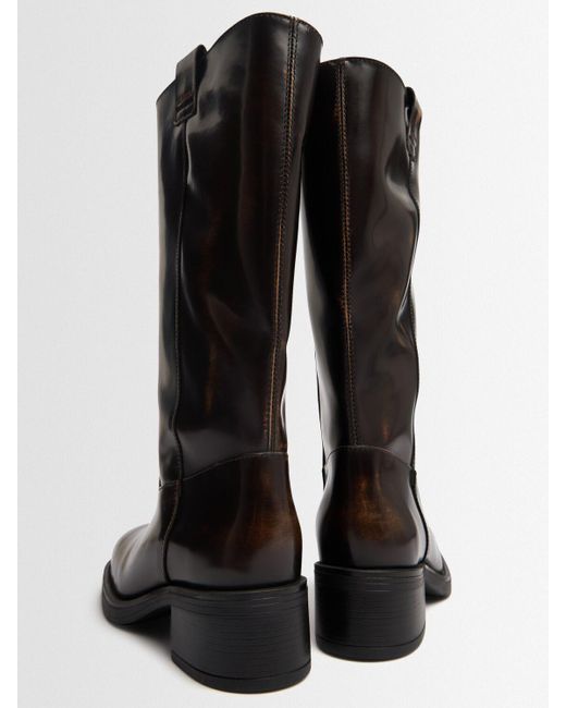 Alohas Black Damen 40Mm Hohe Lederstiefel „Sajan“