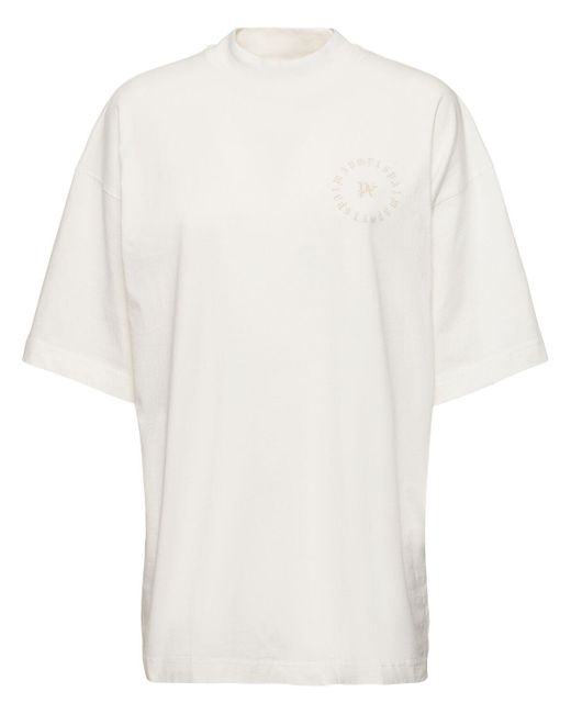 Palm Angels White Stamp Monogram Cotton T-shirt