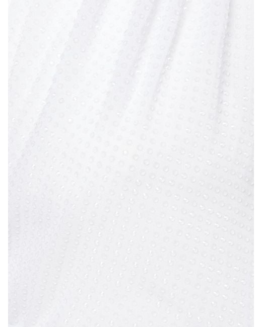 Crop top in raso con paillettes e catena di DSquared² in White