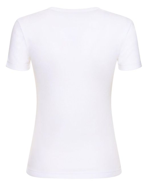 T-shirt in jersey di cotone a costine di Valentino in White