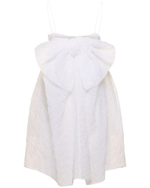 CECILIE BAHNSEN White Gina Matelassé Mini Dress W/bow